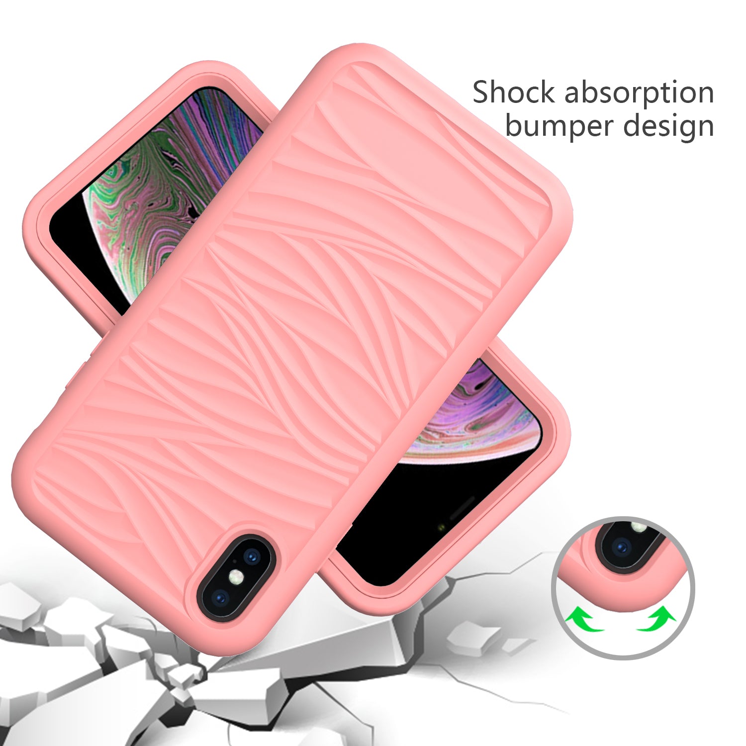For iPhone XS Max 6.5 inch Detachable 2-in-1 PC+Silicone Phone Case Anti-Slip Wave Texture Cover For iPhone XS Max 6.5 inch Detachable 2-in-1 PC+Silicone Phone Case Anti-Slip Wave Texture Cover